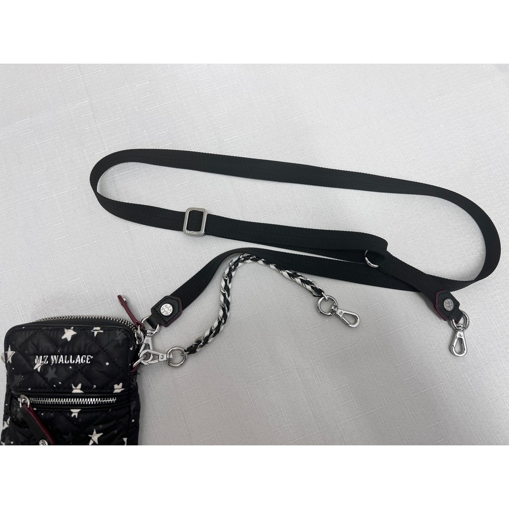 MZ Wallace Metro Phone Necklet Women Small Black Excellent Star Print Crossbody - Picture 6 of 12